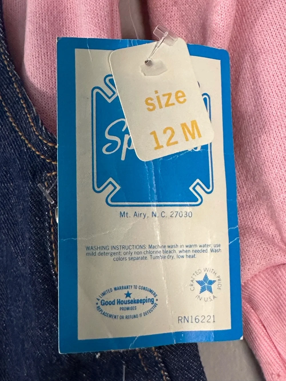Vintage 80’s / 90’s Spencer’s Happy Kids Baby Girls Denim Overalls set NWT 12M